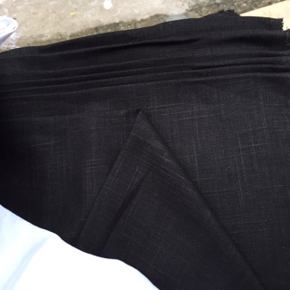 Vải Linen tưng mình gân dầy vừa màu đen!