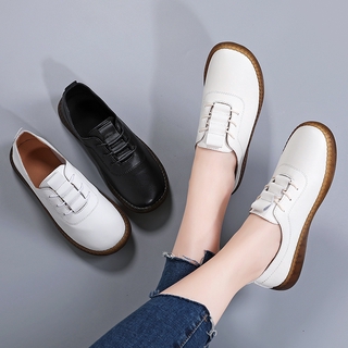 WOVO Giày da nữ thời trang hàn quốc, giày da bò, giày lười