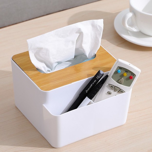 Hộp Đựng Giấy Ăn Hộp Hình Chữ Nhật có ngăn chứa đồ dùng cao cấp