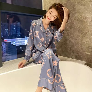 Bộ đồ ngủ nữ Pijama lụa mặc nhà hoạ tiết dễ thương sang chảnh DN03