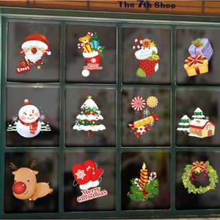 Decal trang trí noel hít tĩnh điện - 12 ô hình dễ thương