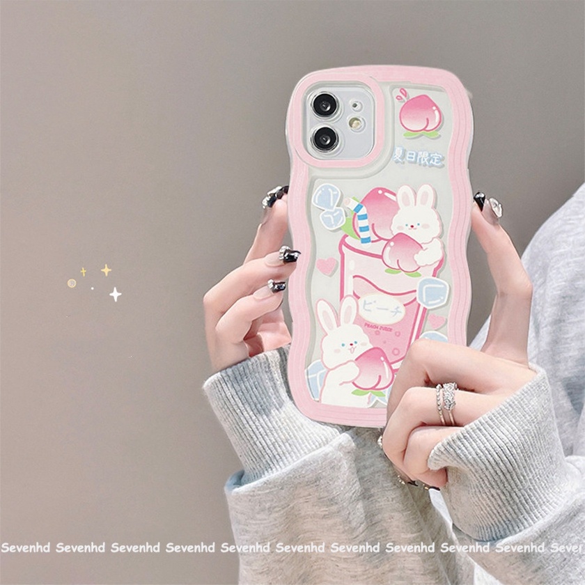 Ốp Điện Thoại Mềm Hình Thỏ Đào Gợn Sóng Cho iPhone 13 12 11 Pro Max Xs Max Xr X 7 8 6 6s +