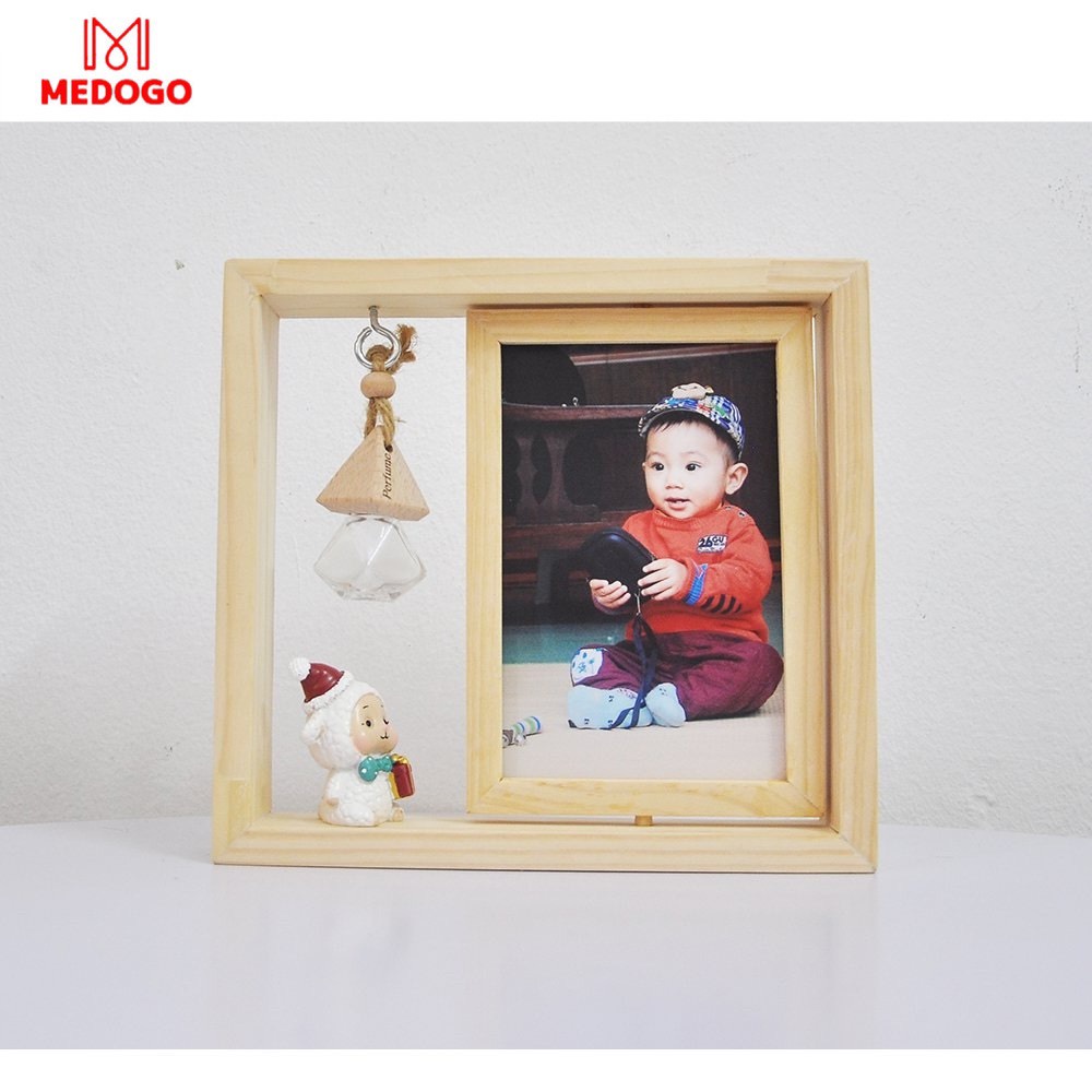 Khung ảnh gỗ MEDOGO để bàn thiết kế mới, siêu đẹp, thời thượng sáng tạo xoay lật 360 độ