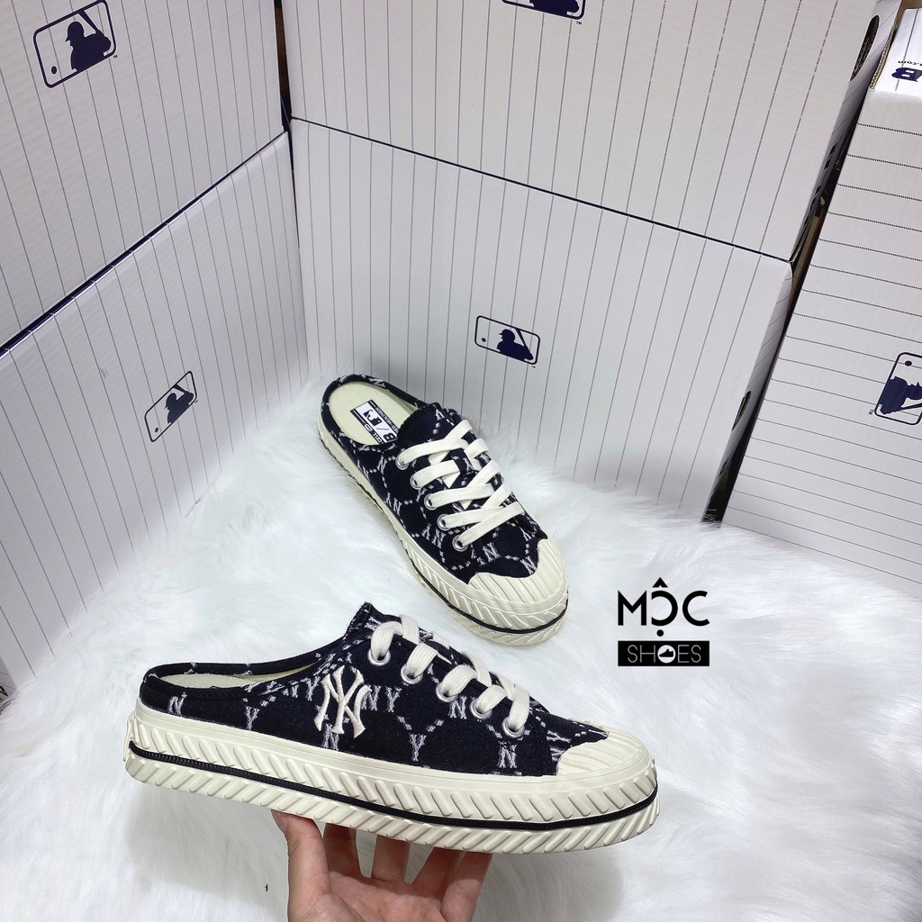 *Chính Hãng* Giày đạp gót Sneaker MLB Playball Origin Mule NY Đen Black