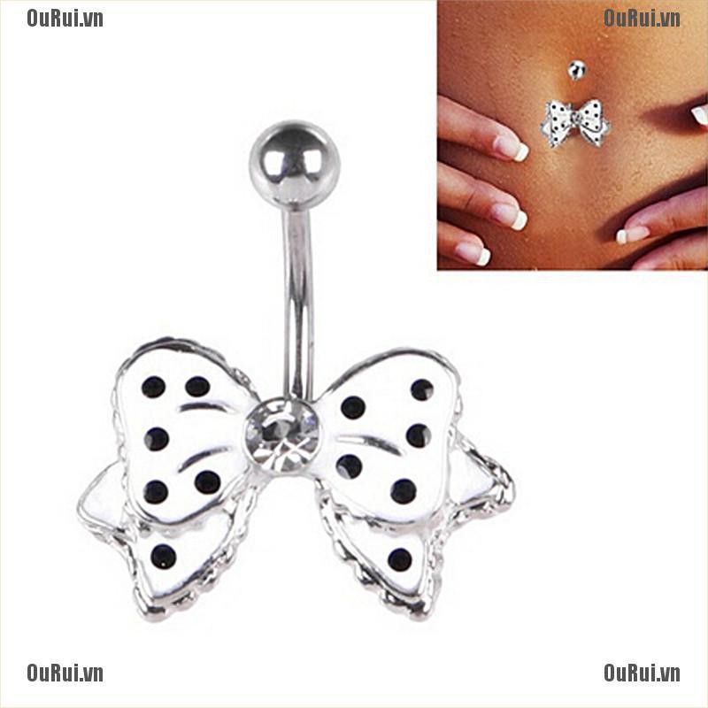 Khuyên Rốn Đính Đá Pha Lê Đen Trắng Sang Trọng