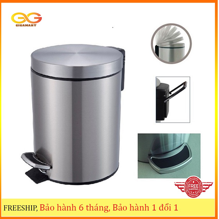 THÙNG RÁC TRÒN INOX ĐẠP CHÂN 12L VINAMOP – VNTB120