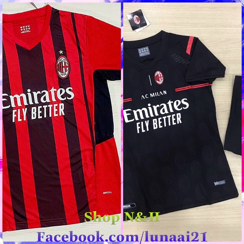 Bộ áo bóng đá CLB AC milan hàng fex Thái cao cấp