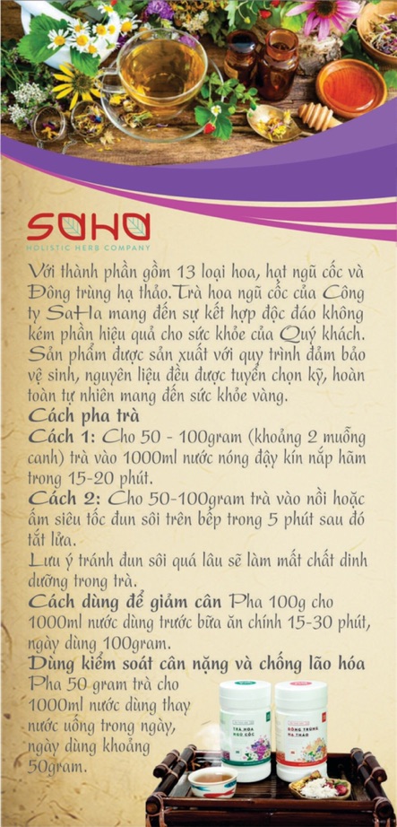 TRÀ HOA NGŨ CỐC ĐÔNG TRÙNG HẠ THẢO- GIẢM CÂN, ĐẸP DA, THANH LỌC CƠ THỂ,TĂNG ĐỀ KHÁNG - HỘP 500gram