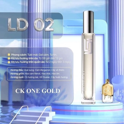 LD02 Tinh Dầu Nước Hoa Pháp CK ONE G.OLD 12ml - LD PERFUME OIL Hương Thơm lâu, Sang trọng, Tươi Mát