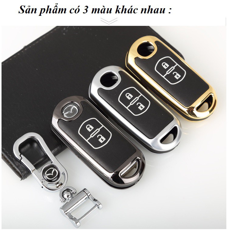 Combo Móc và bao chìa khóa loại 3 nút bấm dùng cho ô tô Mazda 2 Mazda 3 Mazda 6 CX5 CX9