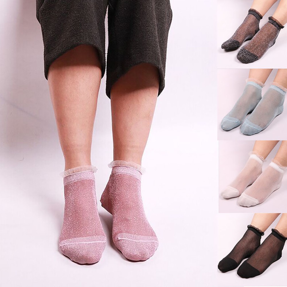 ♥Yên Xe Đạp Địa Hình♥Vớ Lụa Xuyên Thấu Phối Ren Trong Suốt Thời Trang Mùa Hè Cho Nữ
