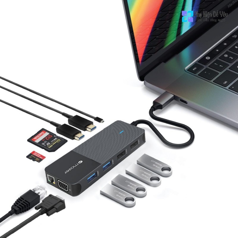 Bộ chuyển đổi Mazer USB-C Multimedia Pro Hub 11-in-1 Black Edition [CHÍNH HÃNG PHÂN PHỐI VN, BẢO HÀNH 5 NĂM]