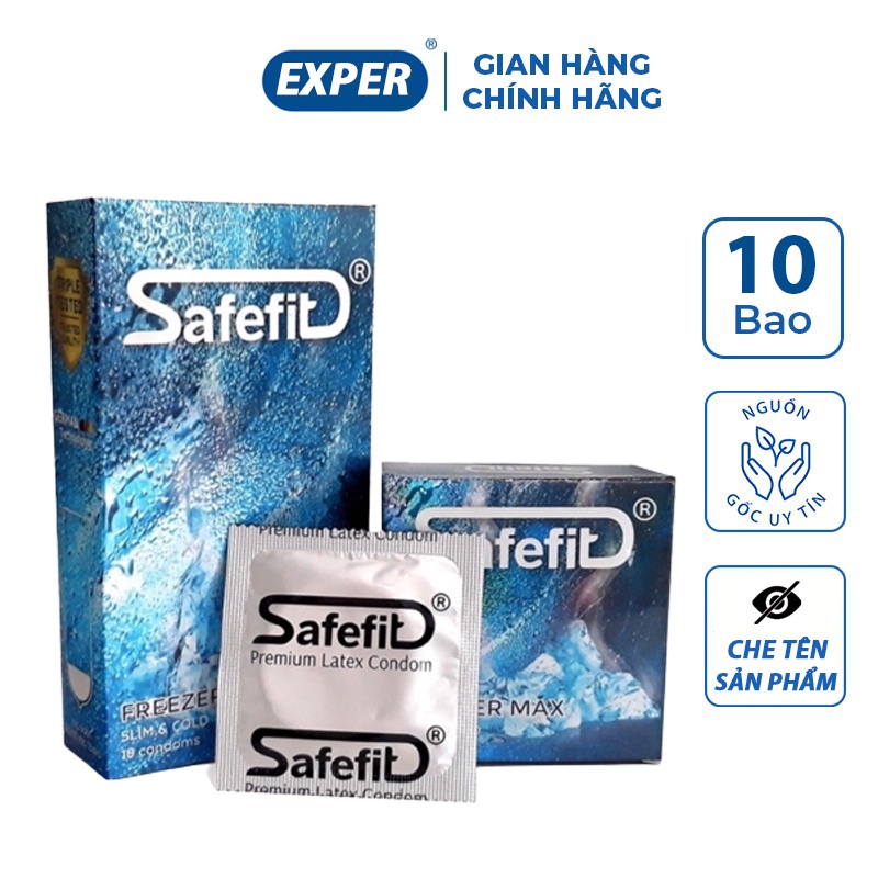 Bao cao su Safefit Freezer Max bạc hà mát lạnh, bcs siêu mỏng kéo dài thời gian quan hệ