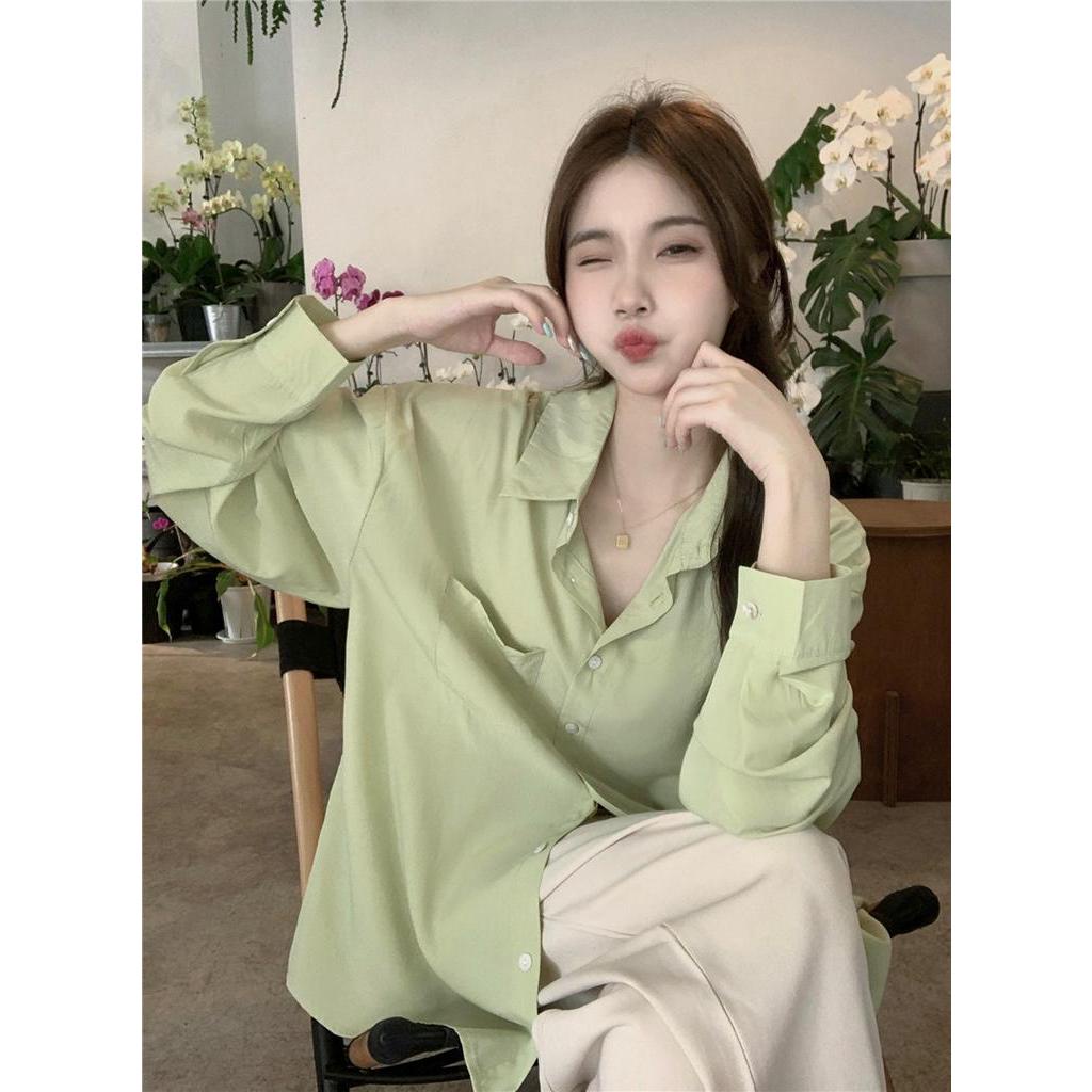 Áo Sơ Mi Mỏng Dài Tay Dáng Rộng Phong Cách Hàn Quốc Thời Trang Xuân Hè Sành Điệu 62459