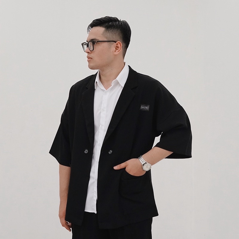 Áo khoác blazer tay lỡ nam bigsize áo vest form rộng vải tuyết mưa cao cấp có size lớn cho người béo đến 120kg