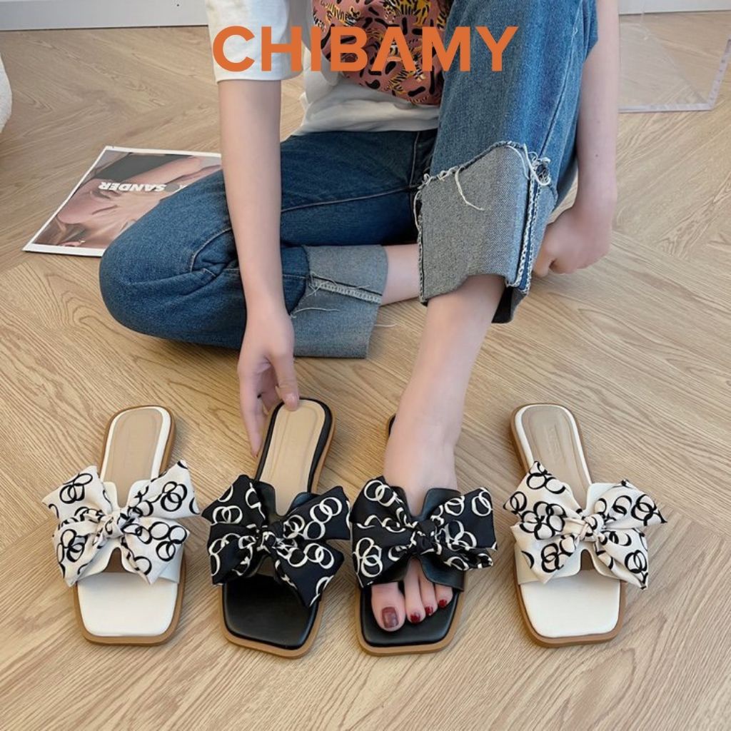 Dép Thời Trang Nữ Thắt Nơ Tiểu Thư phong cách tiểu thư đi biển, đi chơi - ChiBamy Shoes