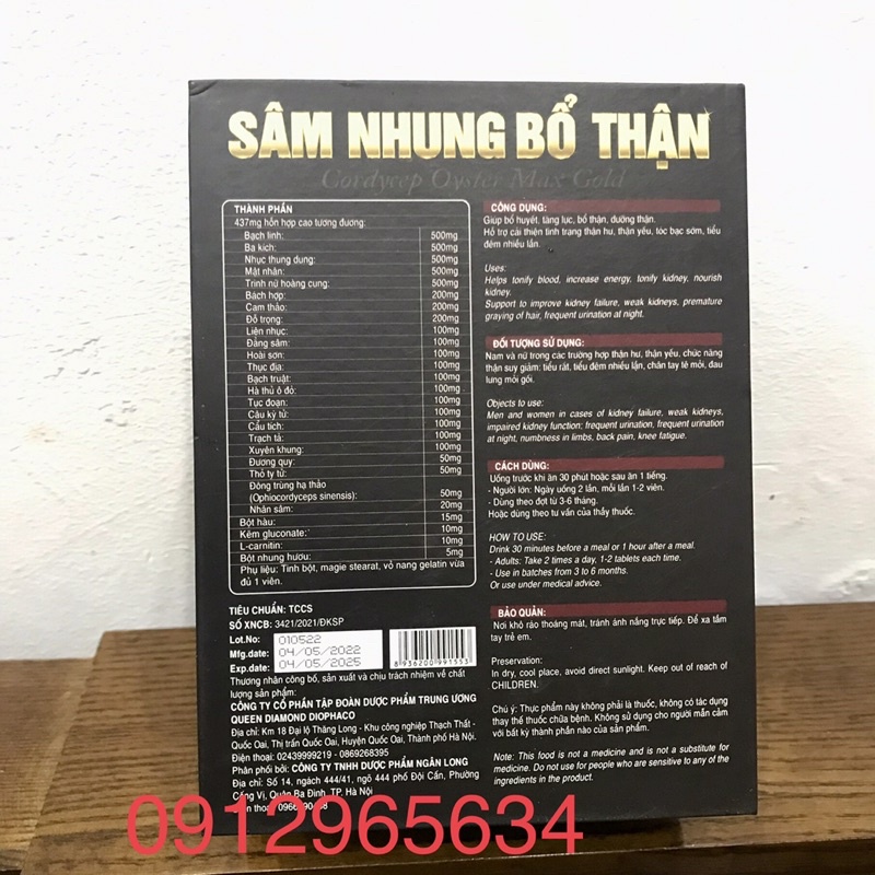 Sâm nhung bổ thận hàm lượng cao dành cho nam và nữ hỗ trợ bổ dưỡng thận tăng cường sức khoẻ