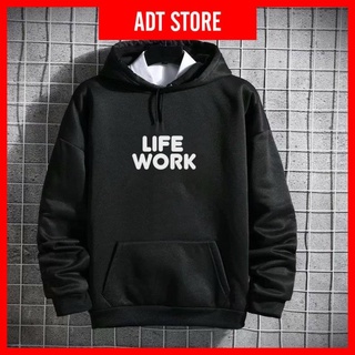Áo hoodie nỉ life work form unisex nam nữ, áo hodie nỉ dày dặn, không xù, mũ 2 lớp