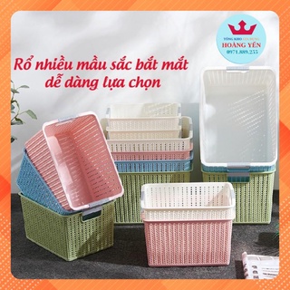Rổ đan mây đựng đồ đa năng 3 size nhựa Việt Nhật, Giỏ đan đựng quần áo, dụng cụ nhà bếp thiết kế hiện đại (3415)