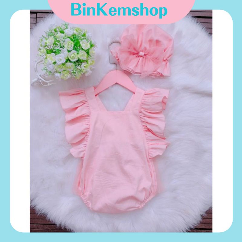 Bodysuits hồng cánh tiên💖tặng kèm mũ💖 size 5-13kg