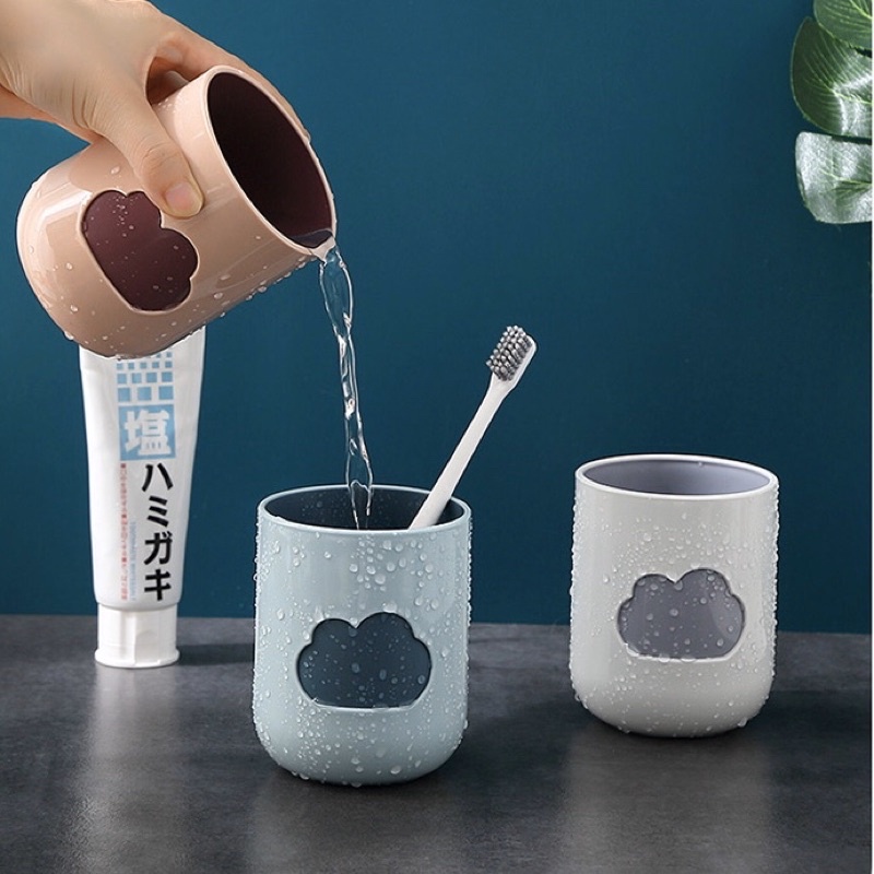 Ly cốc nhựa 2 lớp hình đám mây - Cốc nhựa uống nước, đựng nước đánh răng hình đám mây dễ thương nhiều màu 400ml