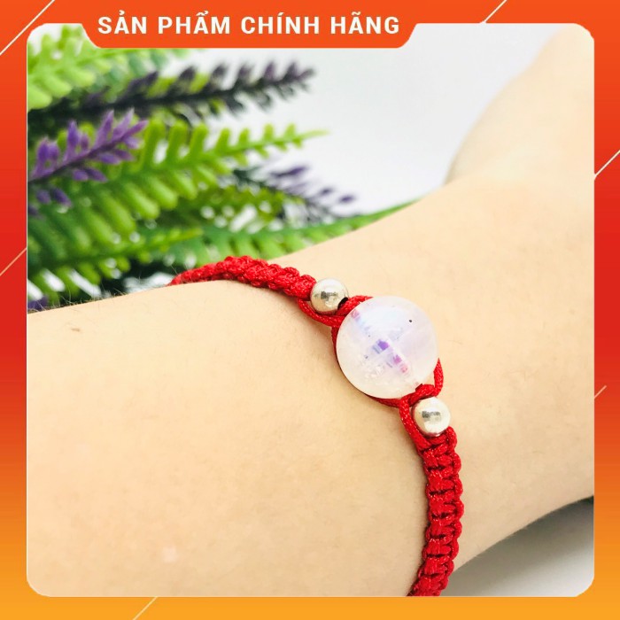 VÒNG PHONG THỦY CHỈ ĐỎ ĐÁ MẶT TRĂNG VIP MỆNH KIM THỦY