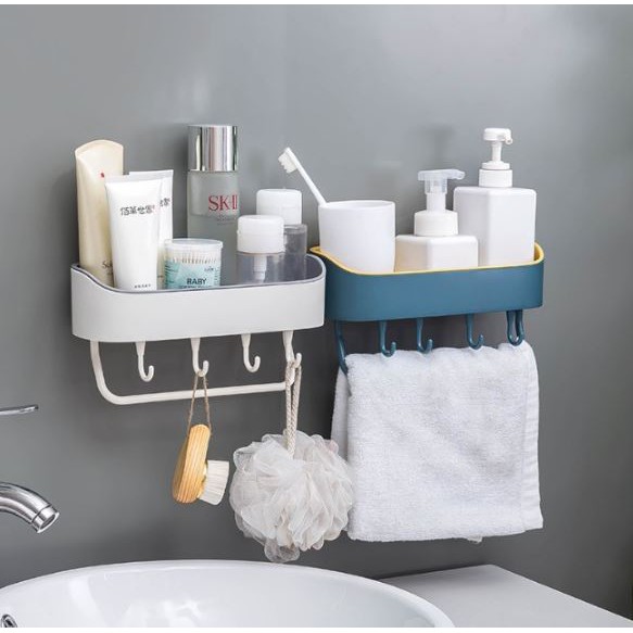 Kệ 2 lớp đa năng kèm móc treo và thanh phơi khăn