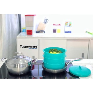 Tupperware xửng hấp 3 tầng màu xanh
