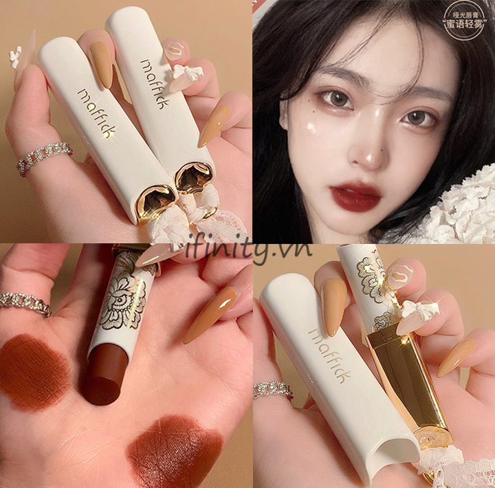 Son Maffick siêu lì với vỏ màu trắng kiểu mới xinh xắn cao cấp 2021