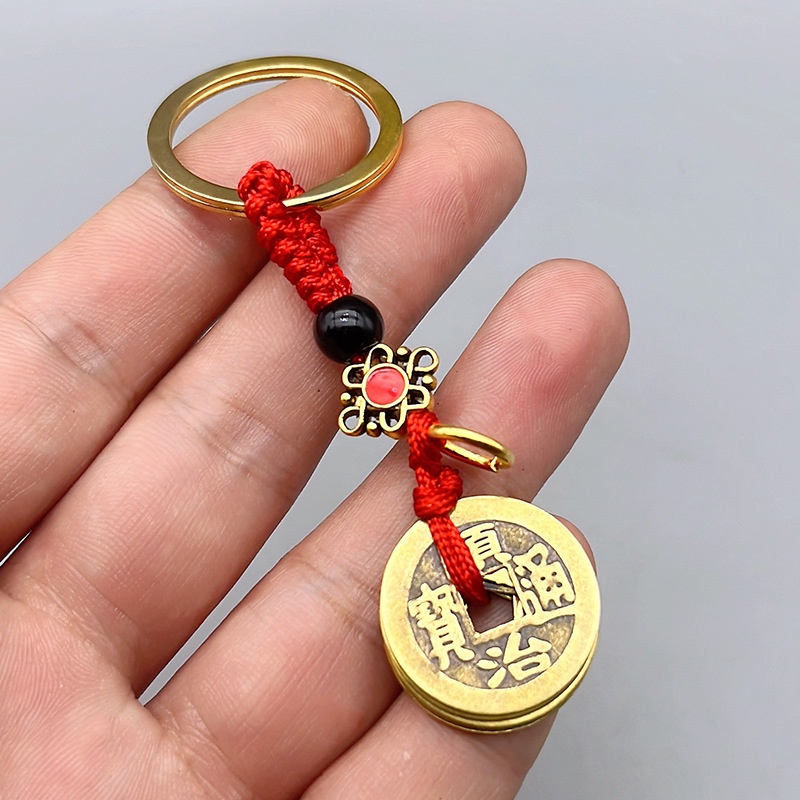 Móc Khóa Trang Trí Dây Treo Bằng Đồng Thau 𝓣𝓲𝓮̂̀𝓷 Ngũ Đế Phong Thủy Tốt Lành