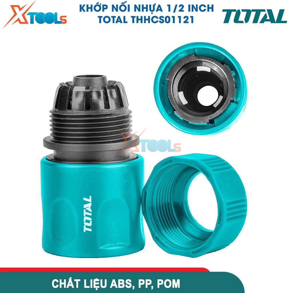 Khớp nối ống nước nhựa 1/2&quot; phi 21 Total THHCS01121 nối ống mềm với vòi nước, nối 2 ống với nhau, nhựa-CHÍNH HÃNG-XTOOLS