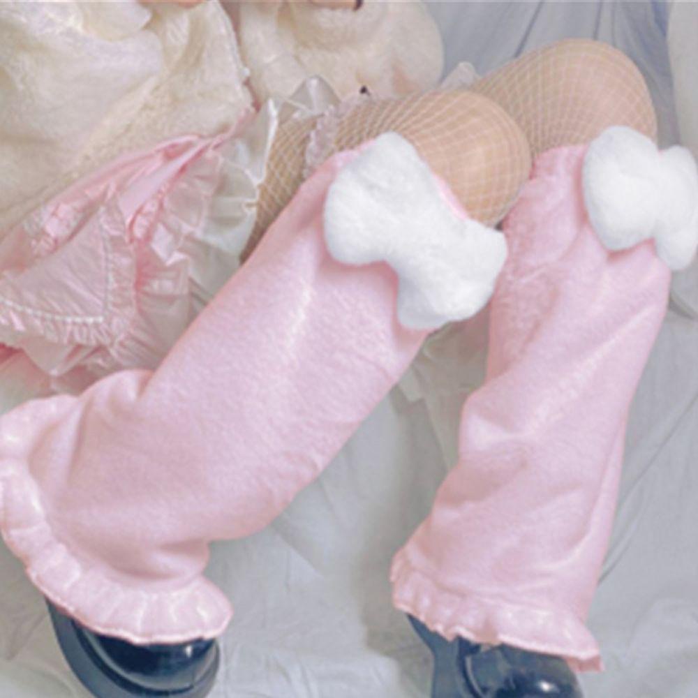 Vớ Ống Chân Giữ Ấm Mùa Đông Phối Bèo Nhún Phong Cách Lolita Nhật Bản Dễ Thương Cho Nữ