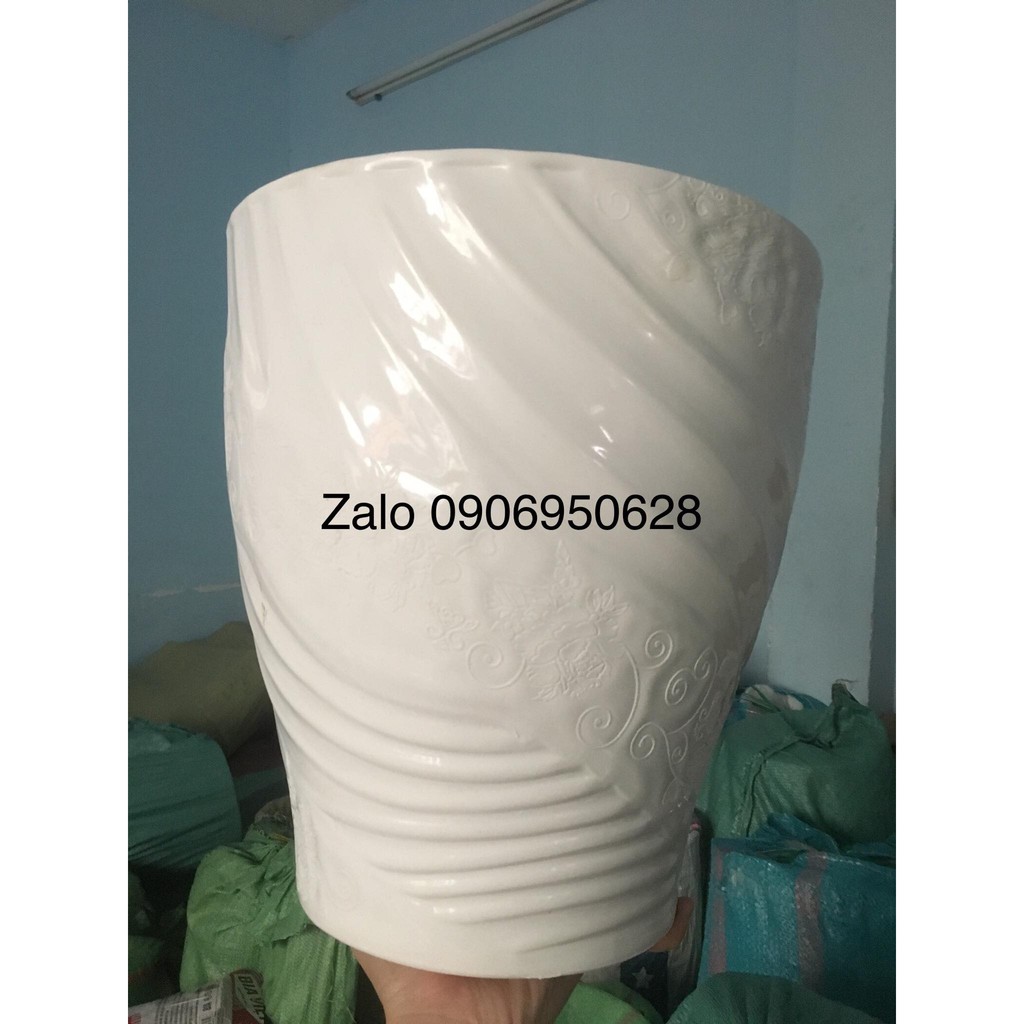 Chậu nhựa mây xoắn (có dĩa lót)