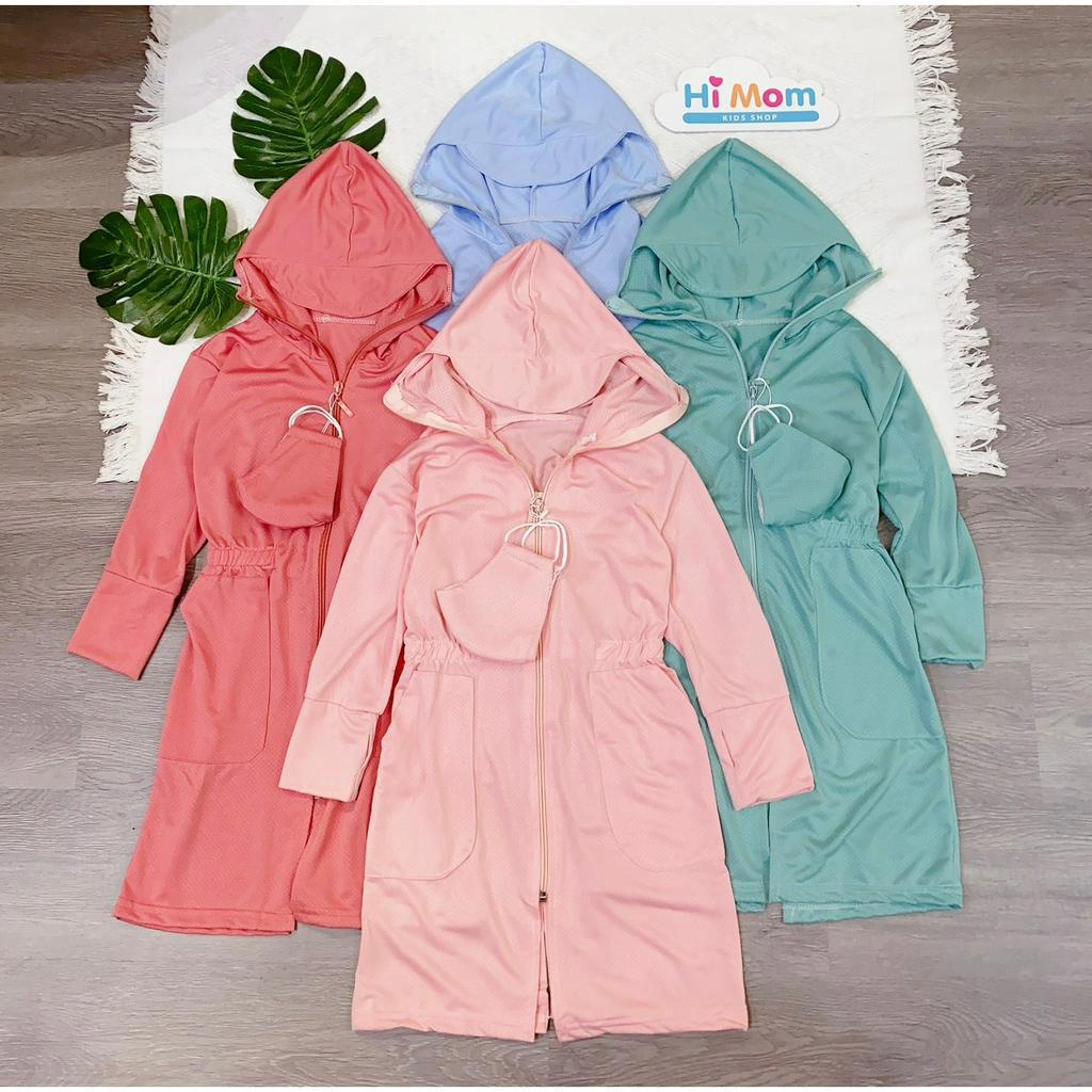 Áo chống nắng dáng dài liền thân siêu nhẹ mềm mát cho bé gái từ 10-31kg