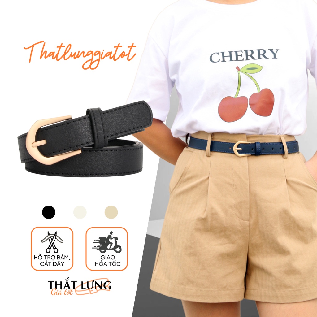 Thắt lưng nữ Ulzzang mặt khóa màu vàng cá tính bản dây 2.3cm (Hỗ trợ cắt, bấm lỗ dây nịt) TL137 - Thắt Lưng Giá Tốt