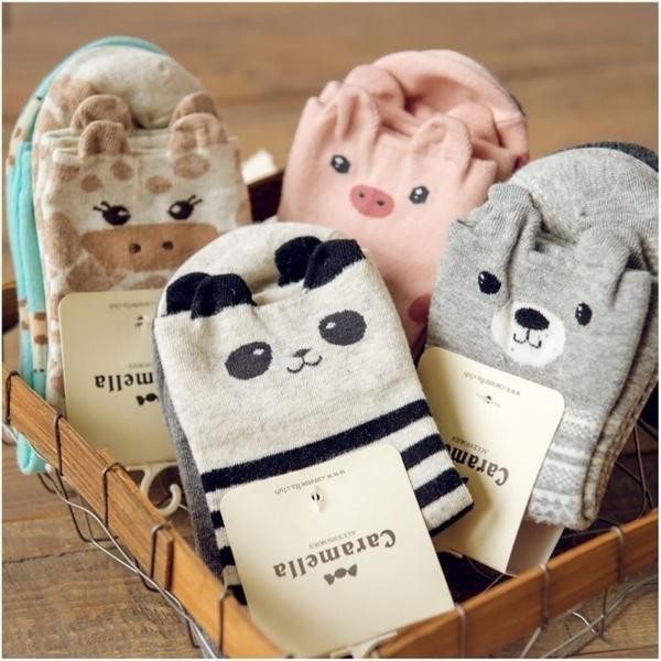 Động vật dễ thương phụ nữ gấu panda lợn hươu cao cổ phim hoạt hình vớ bông dài vớ