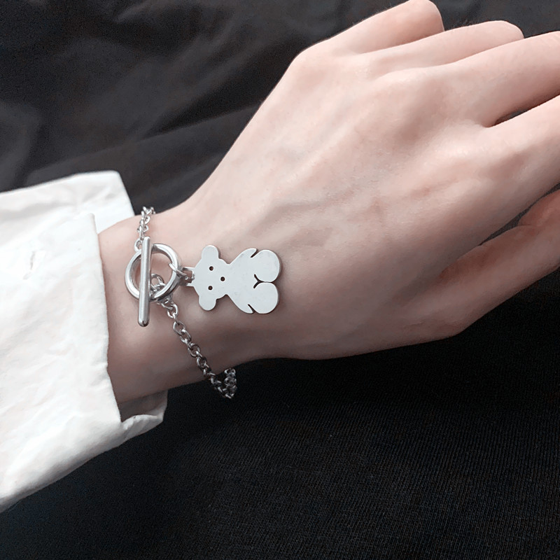 Vòng Tay Kim Loại 16cm Thiết Kế Mặt Hình Gấu Thời Trang Nữ Dễ Thương