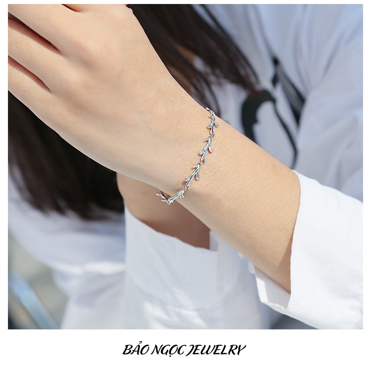 Lắc Tay Bạc Nữ Phong Cách Hàn Quốc Hình Nhành Lá Nhỏ Xinh L-1784 - Bảo Ngọc Jewelry