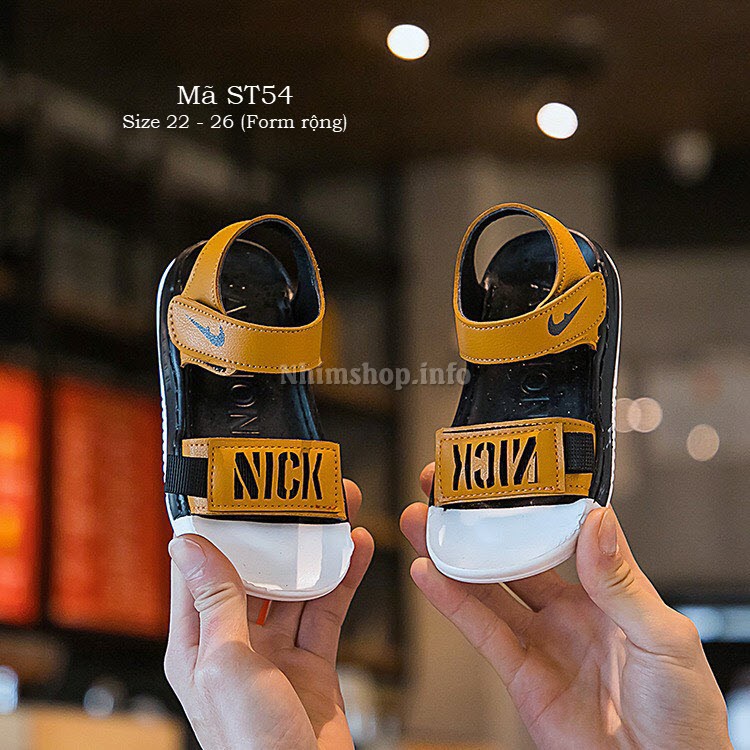 sandal nick bé trai 2 - 4 tuổi siêu nhẹ - dép quai hậu bé trai nâu da bò thời trang đi học đi biển mùa hè ST54