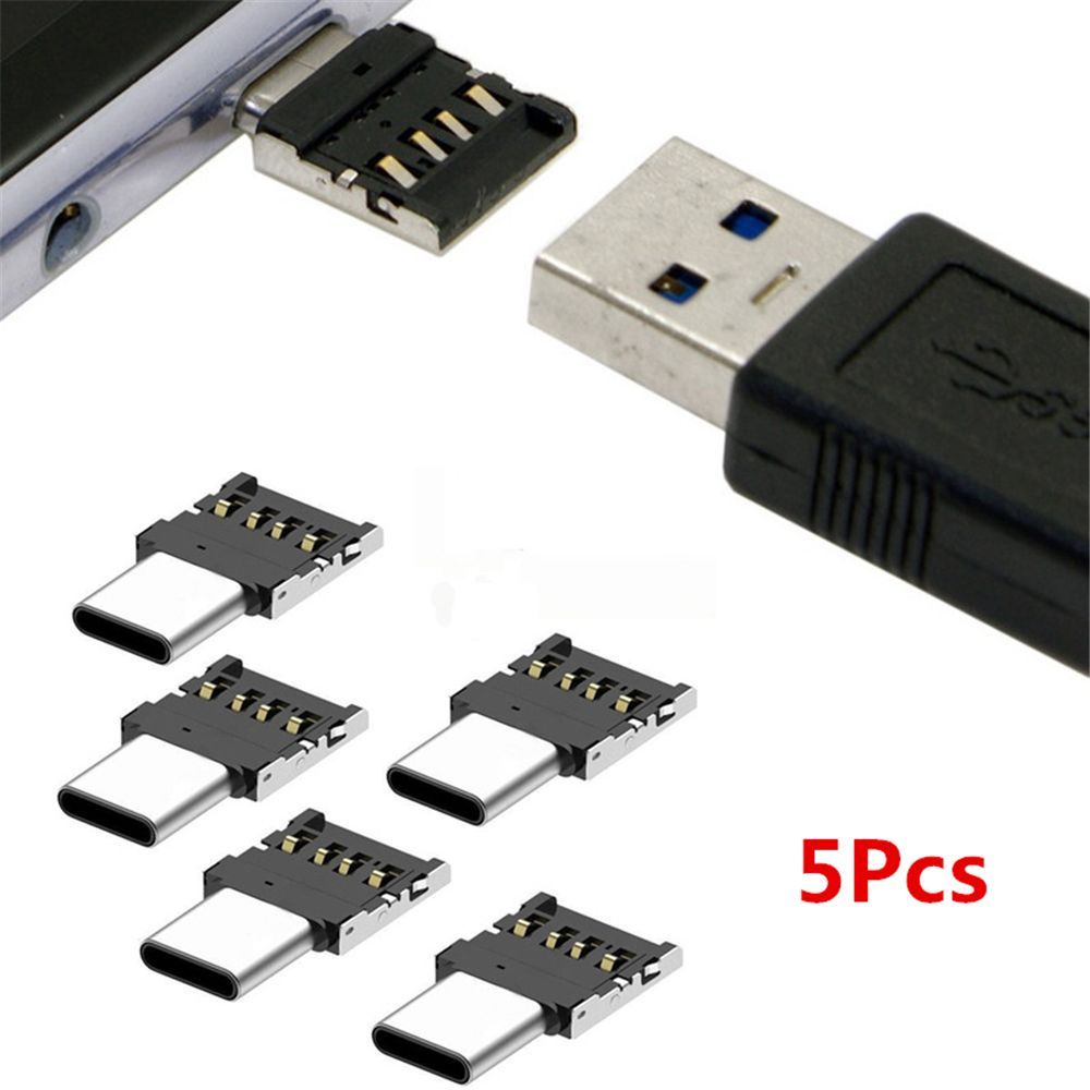 Aaron1 Bộ 5 Đầu Chuyển Đổi Otg Usb Type C Mini Sang Usb 2.0 Nhiều Màu Sắc Cho Điện Thoại / Máy Tính Bảng
