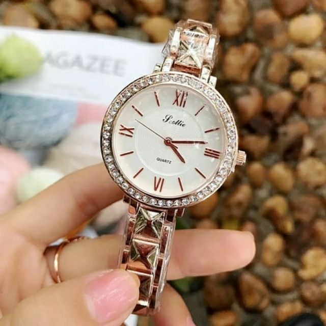 Đồng Hồ Nữ SCOTTIE 8041 Viền Đá Chính Hãng