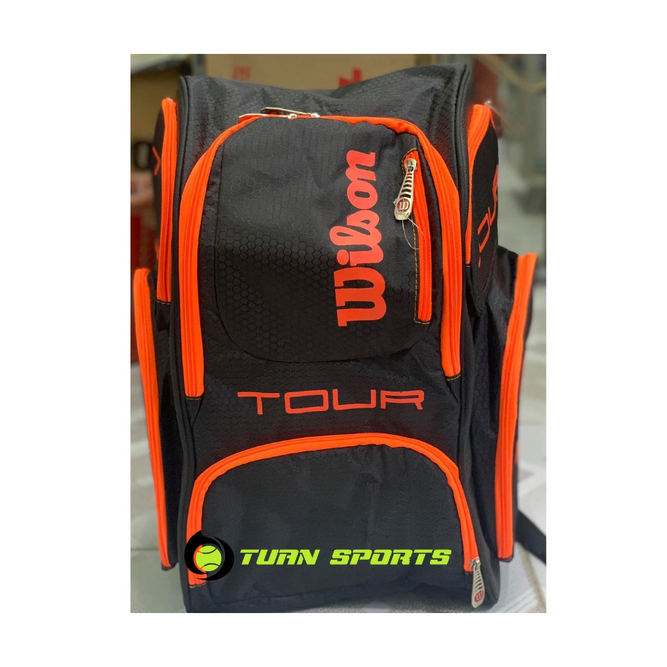 Balo VNXK Wilson Tennis Đen Viền Cam Vuông Tinh Tế