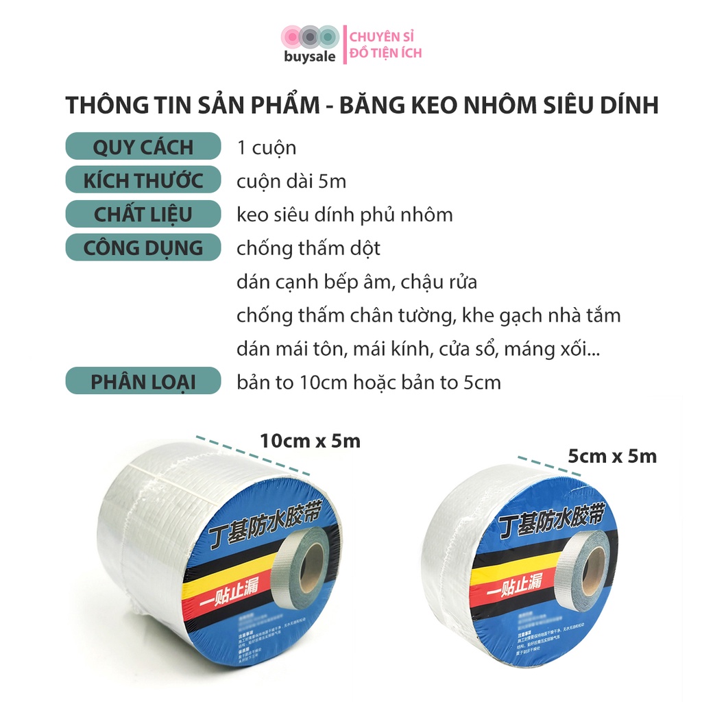 Băng keo chống thấm dột siêu dính dán tường, mái tôn, ống nước_Buysales_BSPK199