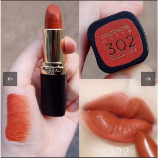 Son Lì Mịn Môi L'Oreal Color Riche Moist Matte 302 Rock On Fire 3.7g( Cam gạch)