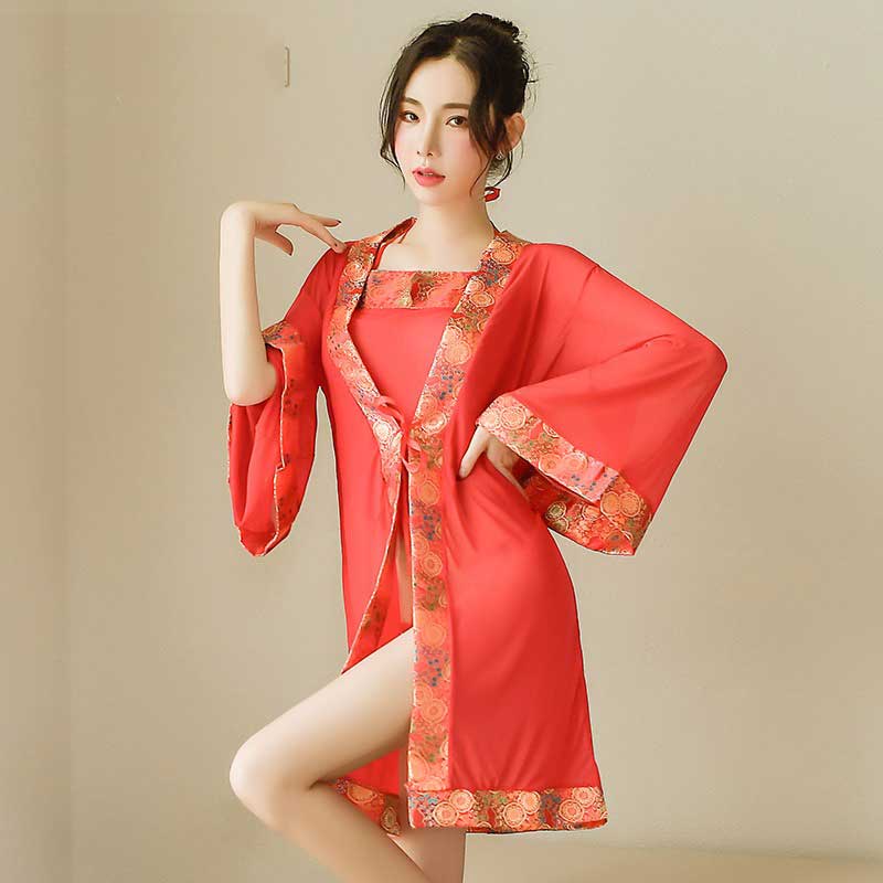 Đồ ngủ sexy nữ gợi cảm yếm ngực cổ trang kèm áo choàng quyến rũ 9005 | BigBuy360 - bigbuy360.vn