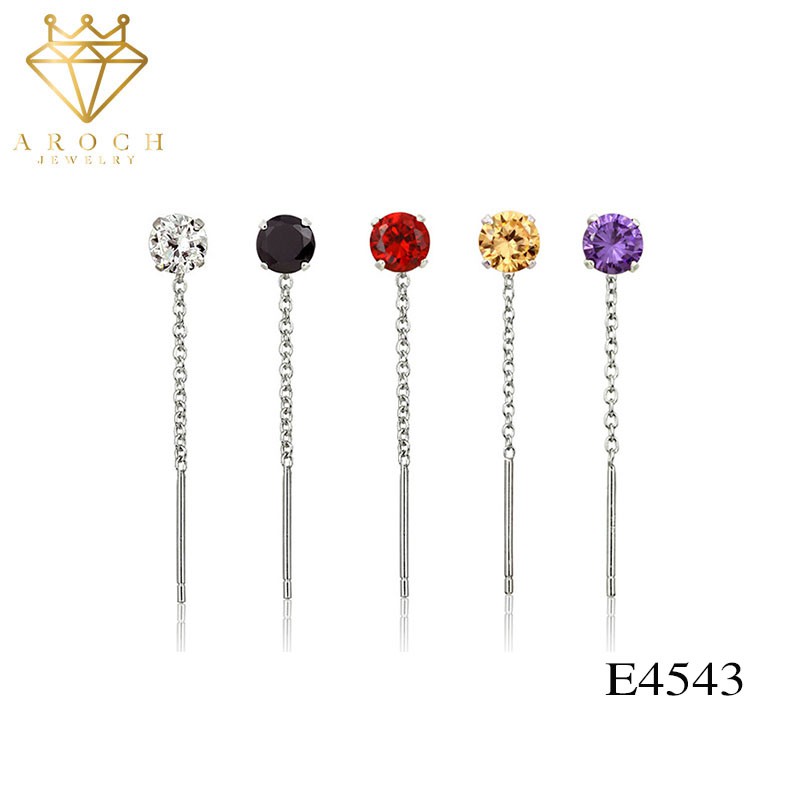 Khuyên tai bạc Ý s925 nhiều màu E4543 - AROCH Jewelry