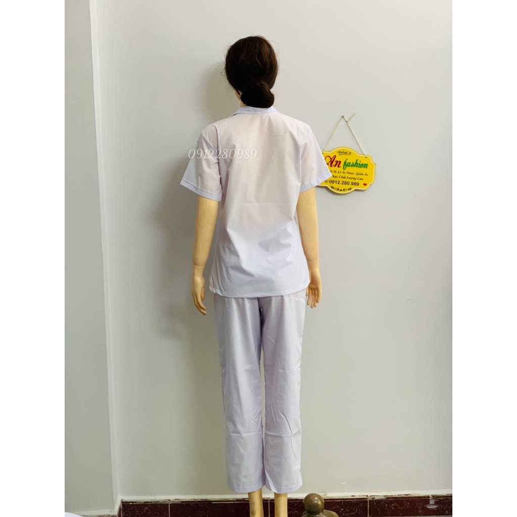 Bộ ngành thực phẩm, thủy sản form đẹp tôn dáng vải kate trắng _ Hình chụp thật