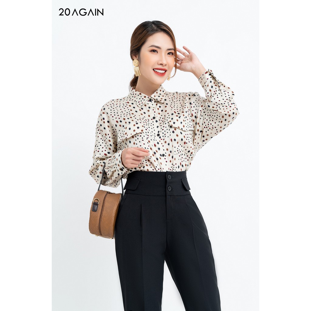 [Mã WABR20A30 giảm 10% đơn 99K] Áo Sơ Mi nữ công sở 20AGAIN Áo sơ mi Cổ Đức 2 Túi ASC0051
