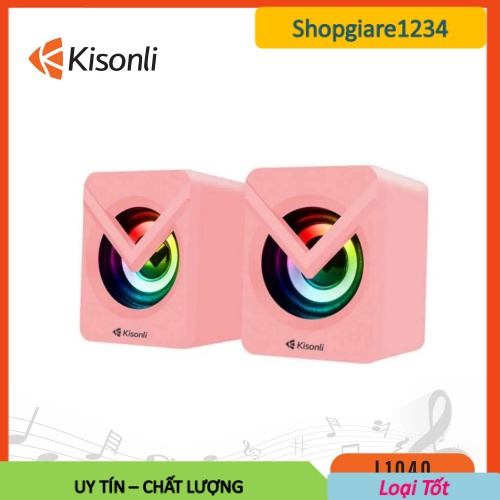 Loa Máy Tính Để Bàn Mini Màu Hồng Dễ Thương Led Rgb 2.0 KISONLI L1040 Loa Laptop Nghe Nhạc Gaming Dễ Thương Có Dây