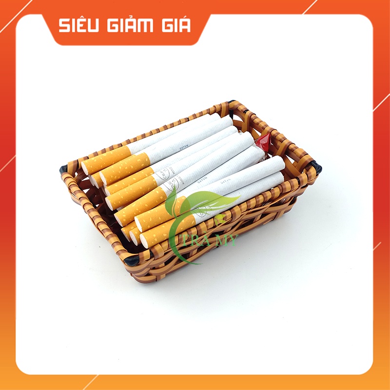 Khay chữ nhật mây nhựa đan nhỏ đựng bánh kẹo bàn tiếp tân bàn làm việc - Mây Tre Trà My